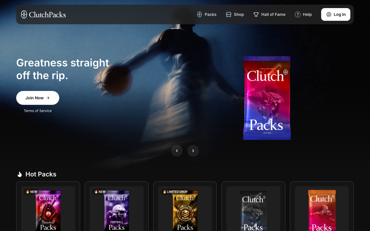 ClutchPacks homepage