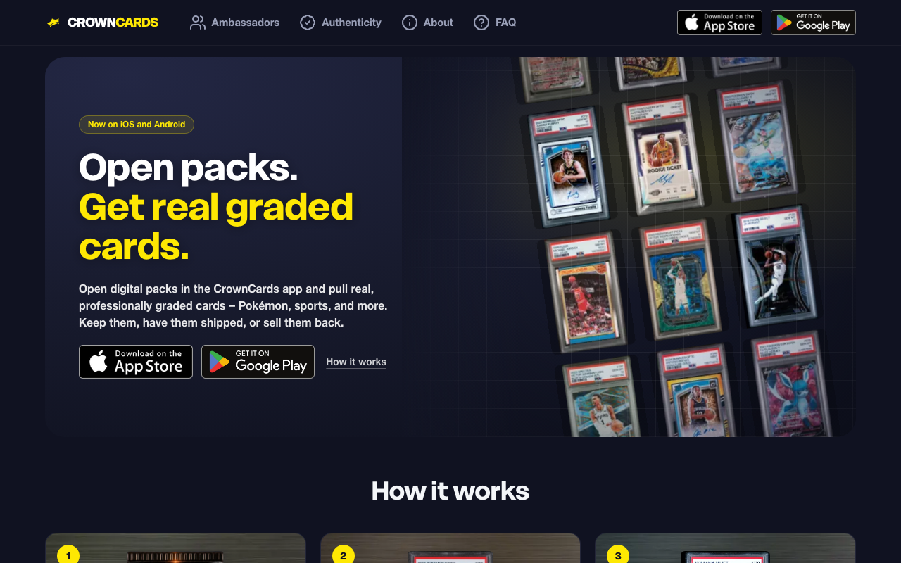 CrownCards homepage