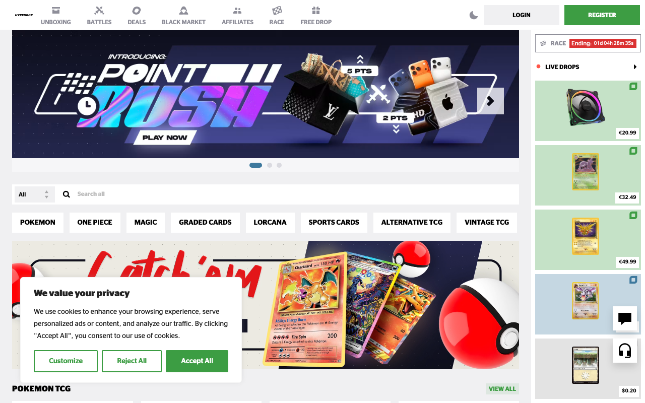 HypeDrop homepage