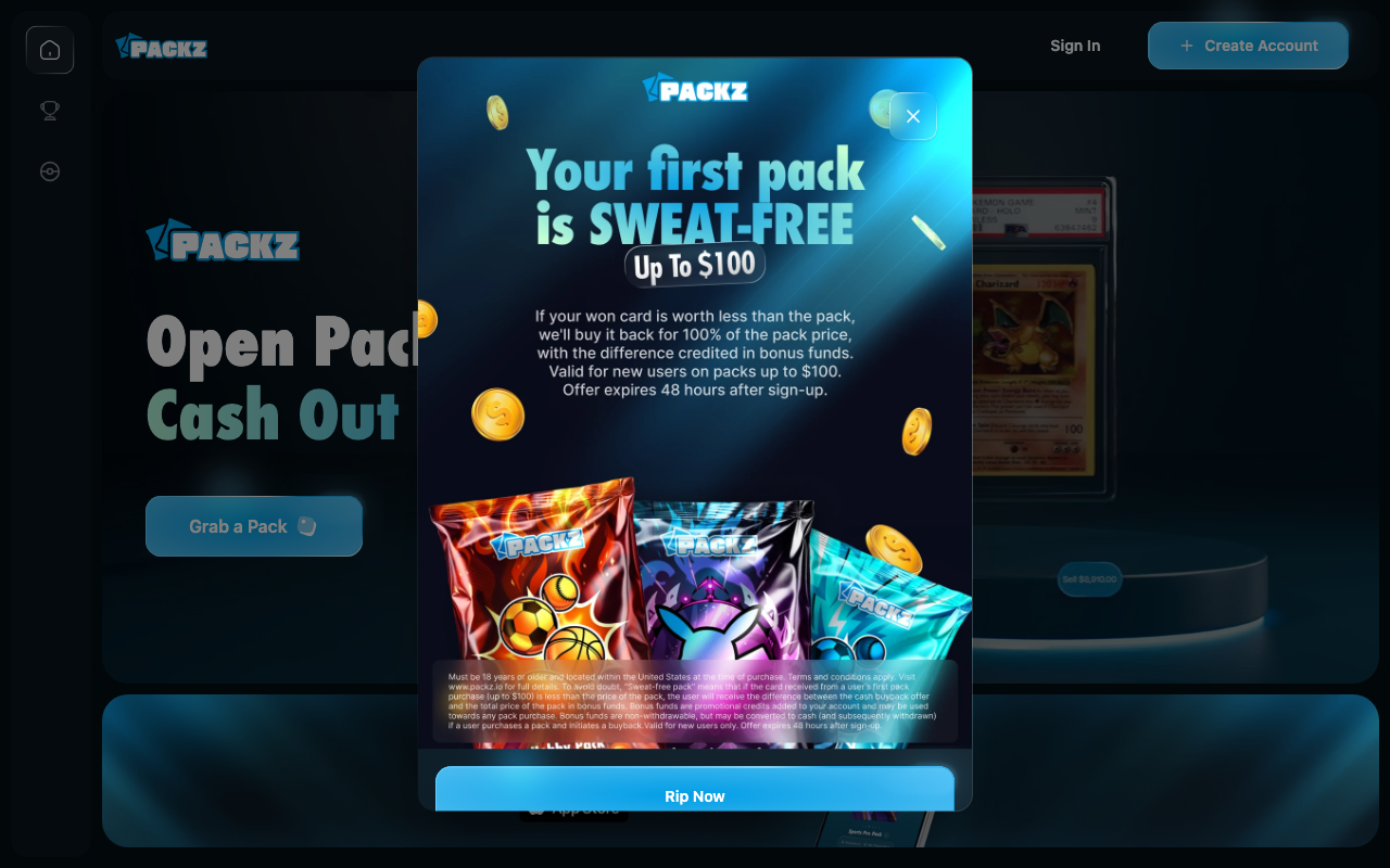 Packz homepage
